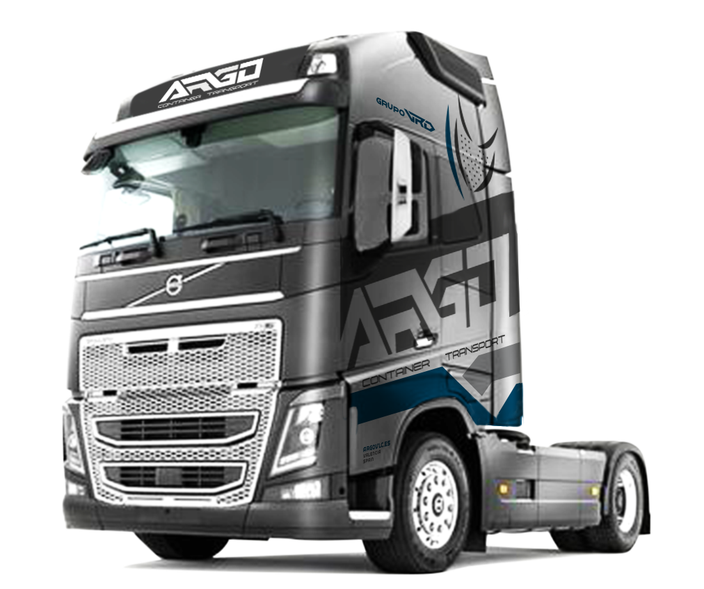 Cabina Volvo de Transportes Argo para el traslado de contenedores marítimos