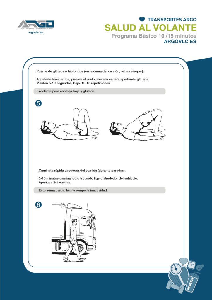 camioneros en camiones rutina para mejorar su salud fisica